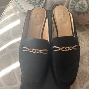New Black Leather Mules